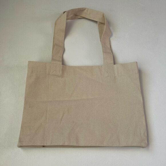 Tory Burch Natural Canvas Logo Tote Bag | Minimalist Eco-Chic Shopper - Picture 2 of 8